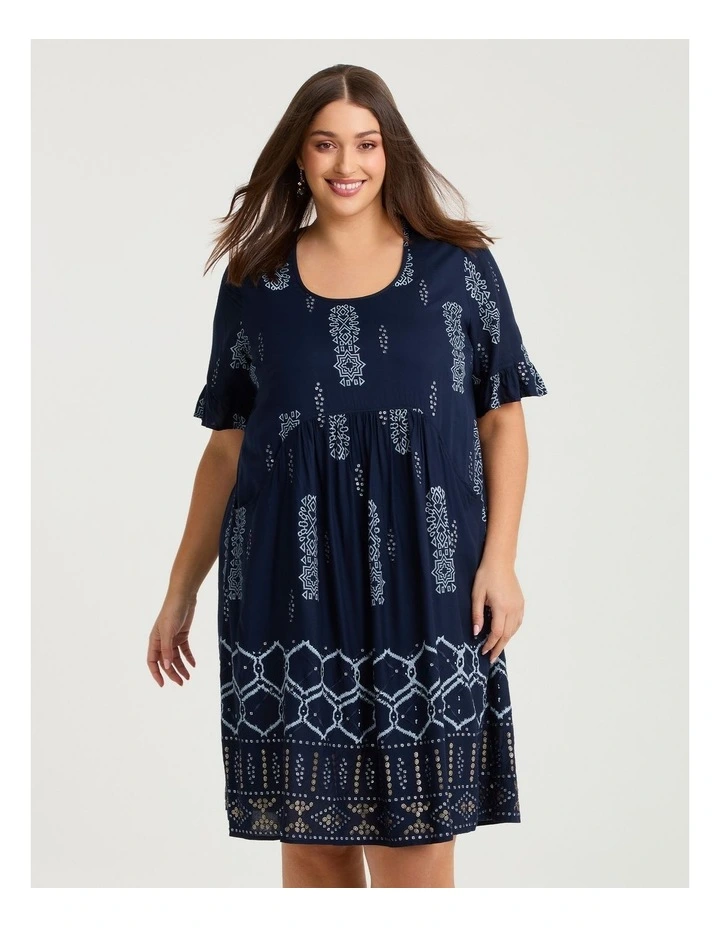 Embroidered Sequin Dress Dark Indigo image 4