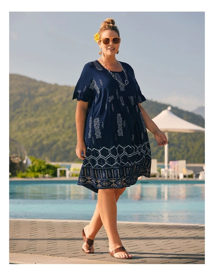 Embroidered Sequin Dress Dark Indigo image 6