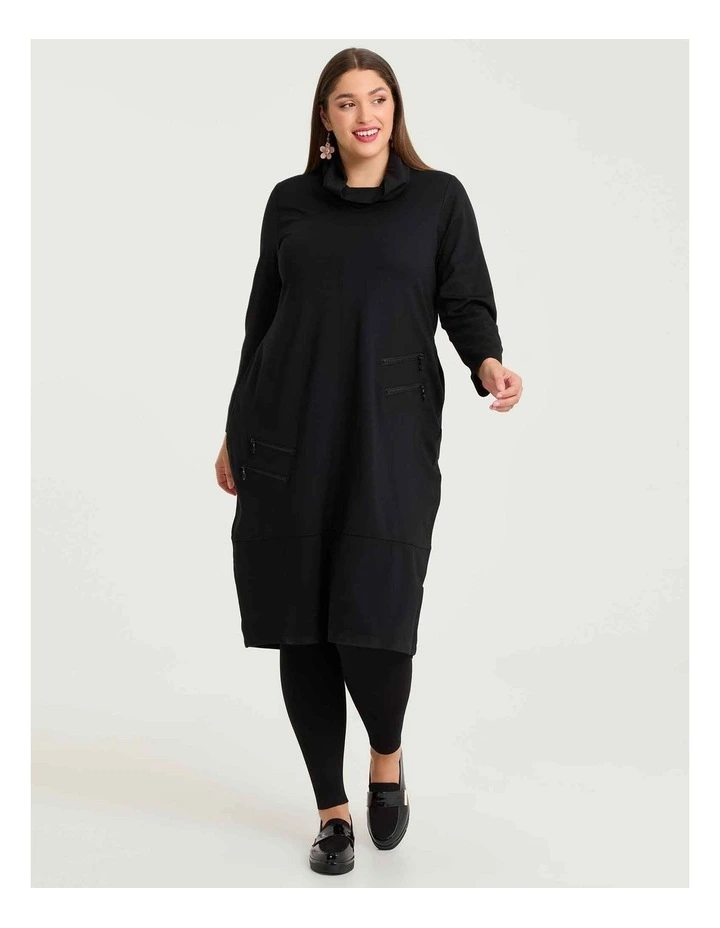 Bamboo Ponte Tayla Zip Dress Black image 1
