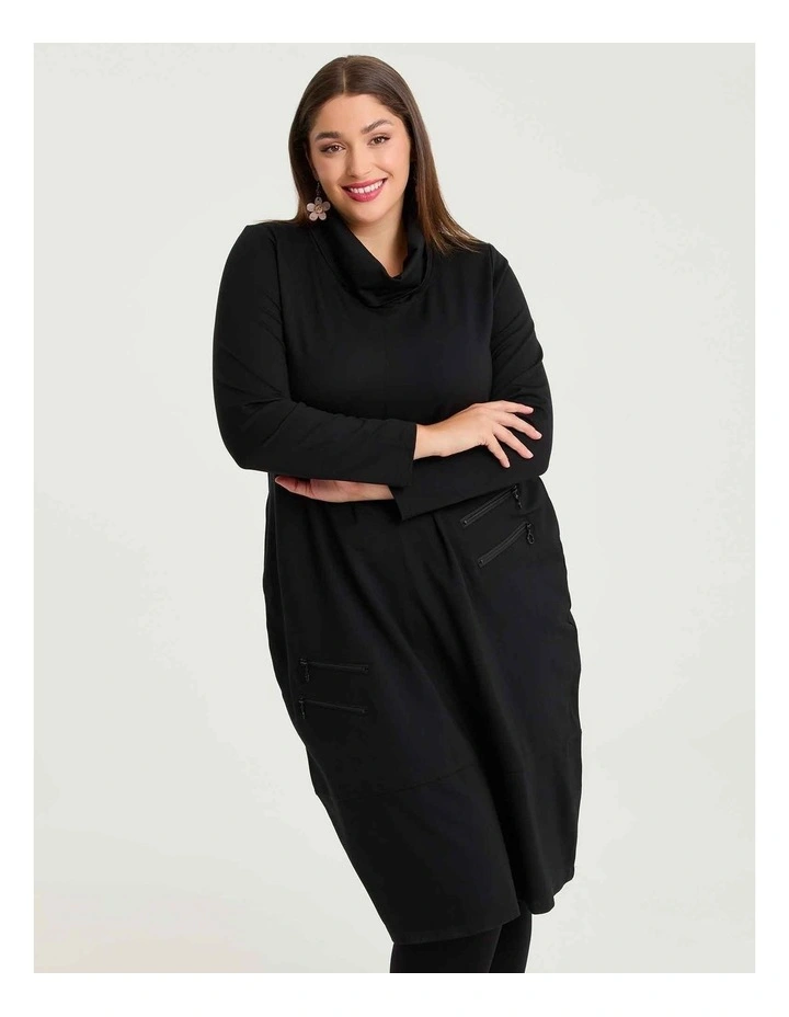 Bamboo Ponte Tayla Zip Dress Black image 3