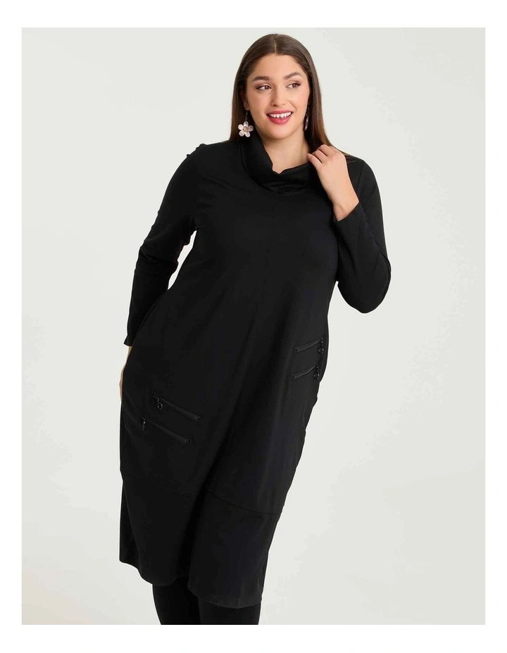 Bamboo Ponte Tayla Zip Dress Black image 4