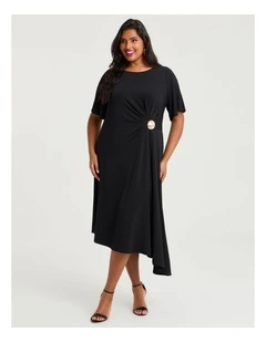 Abby Crepe Knit Dinner Dress Black