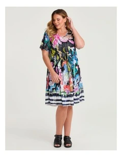 Burnout Mesh Empire Dress Print