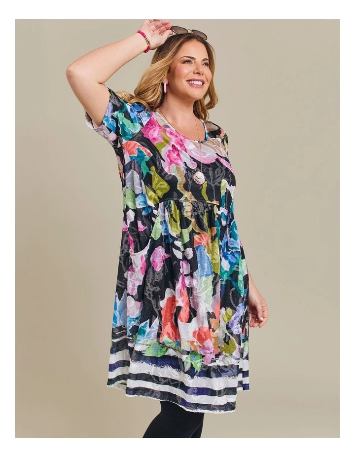 Burnout Mesh Empire Dress Print image 4