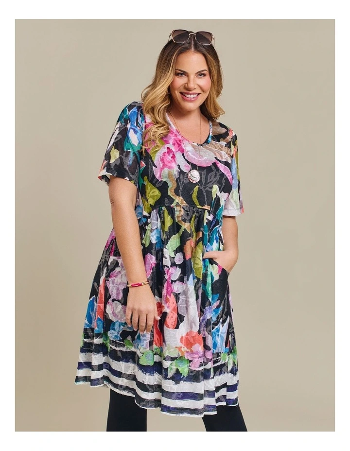 Burnout Mesh Empire Dress Print image 5