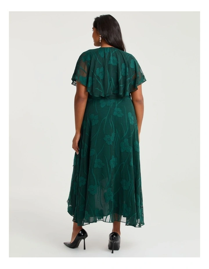 Livia Floral Jacquard Wrap Dress Deep Emerald image 2