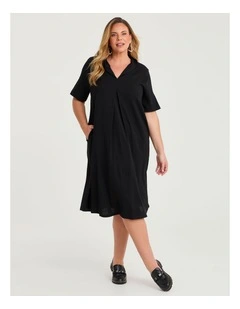 Natural Midi Collar Dress Black