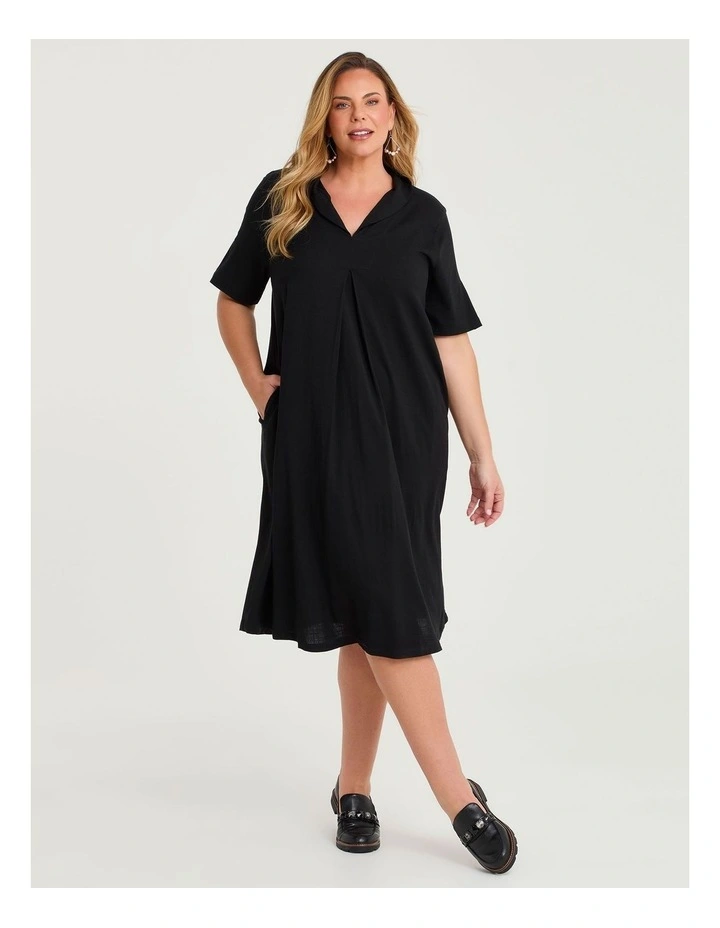 Natural Midi Collar Dress Black image 1