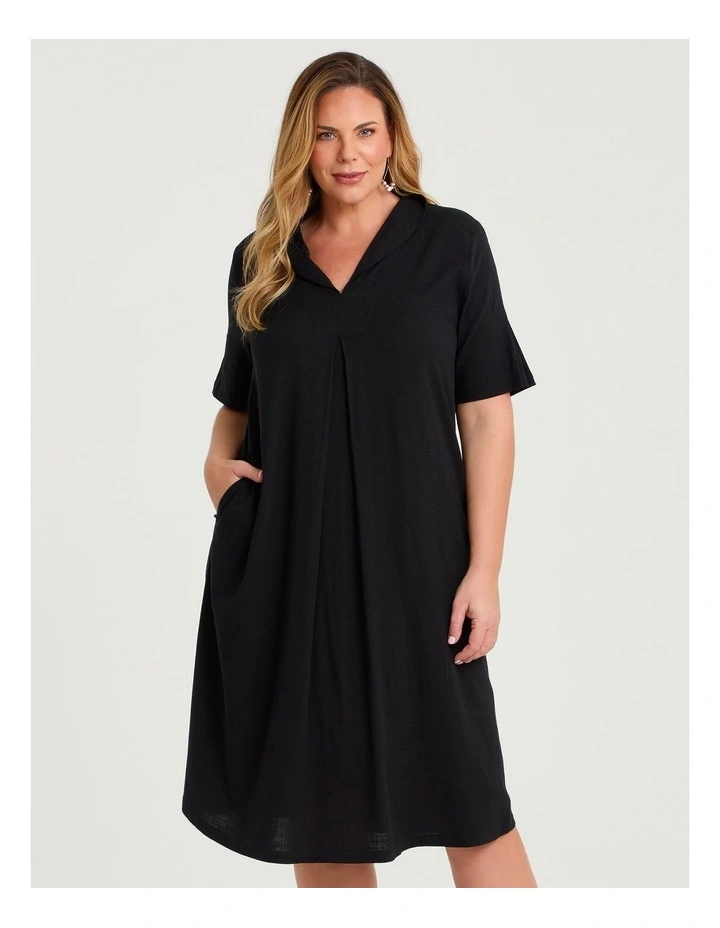 Natural Midi Collar Dress Black image 3