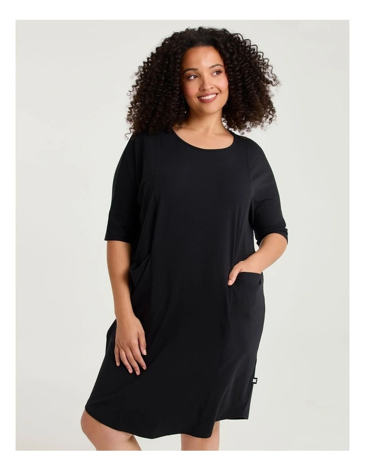 Pima Cotton Traveller Dress Black image 3