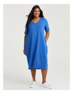 Cotton Talia Short Slv V-neck Dress Blissful Blue