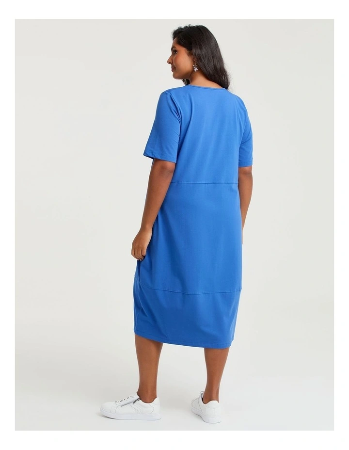 Cotton Talia Short Slv V-neck Dress Blissful Blue image 2