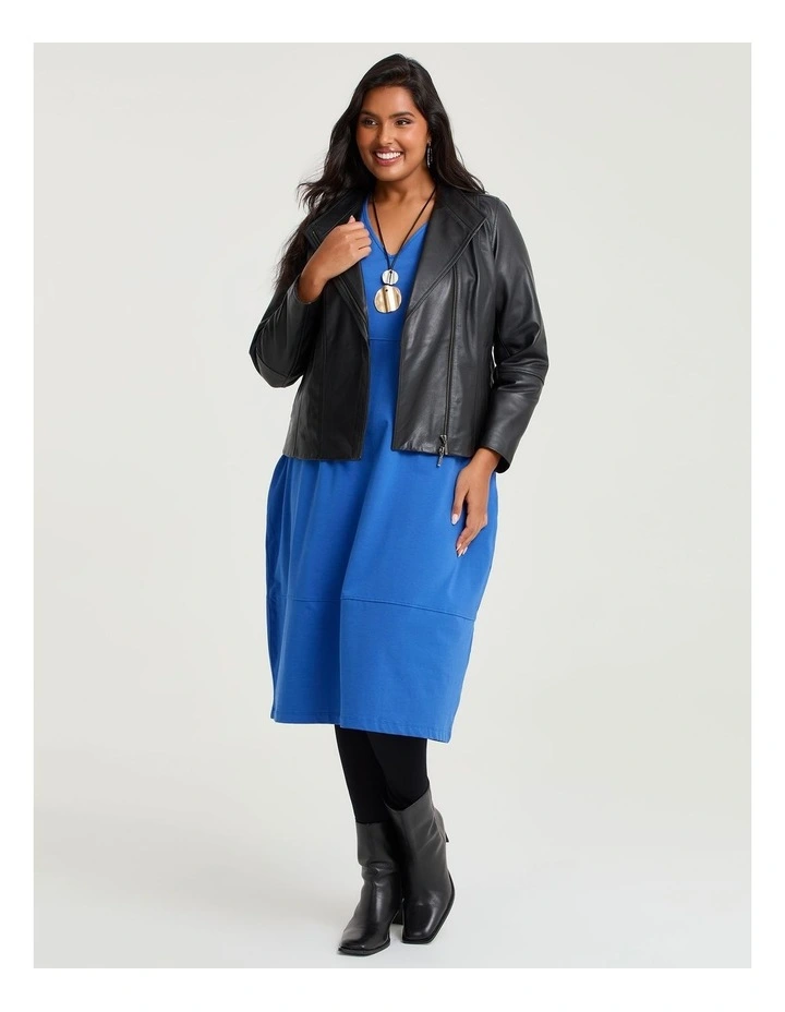 Cotton Talia Short Slv V-neck Dress Blissful Blue image 5