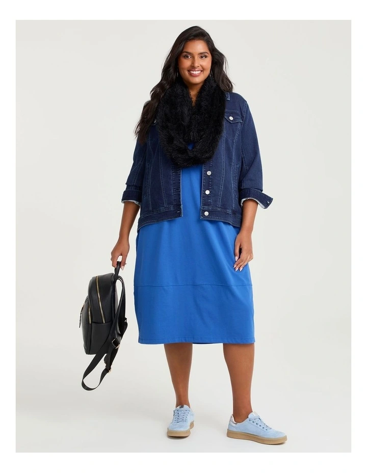 Cotton Talia Short Slv V-neck Dress Blissful Blue image 6