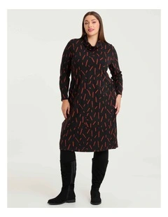 Ponte Lydia Zip Dress Print
