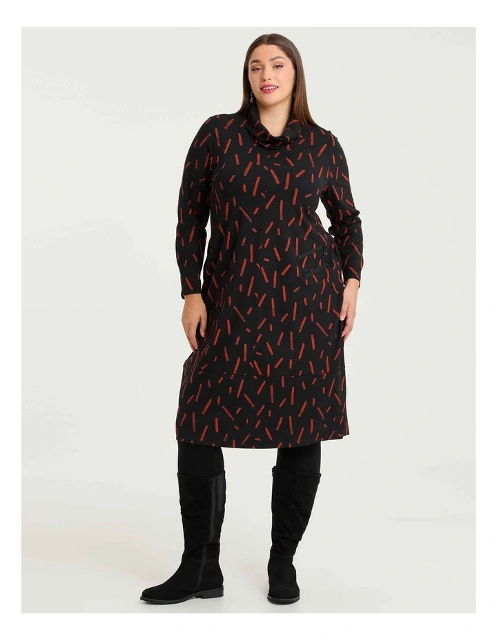 Ponte Lydia Zip Dress Print image 1