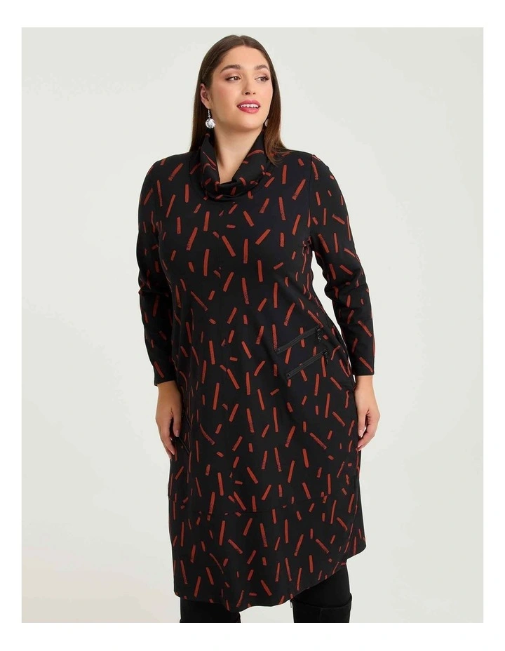 Ponte Lydia Zip Dress Print image 3