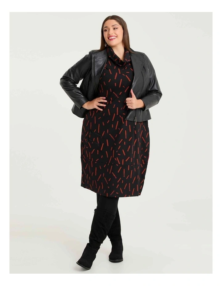 Ponte Lydia Zip Dress Print image 4