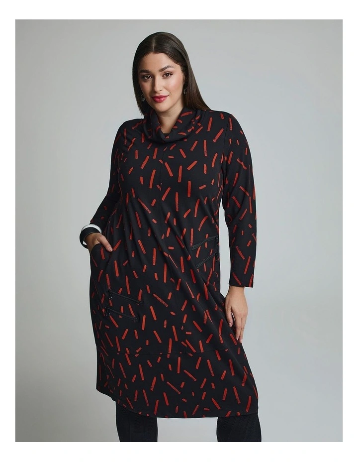 Ponte Lydia Zip Dress Print image 5