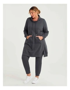 Cowl Pocket Sweat Dress Charcoal