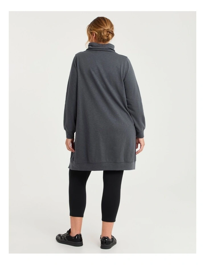 Cowl Pocket Sweat Dress Charcoal image 2