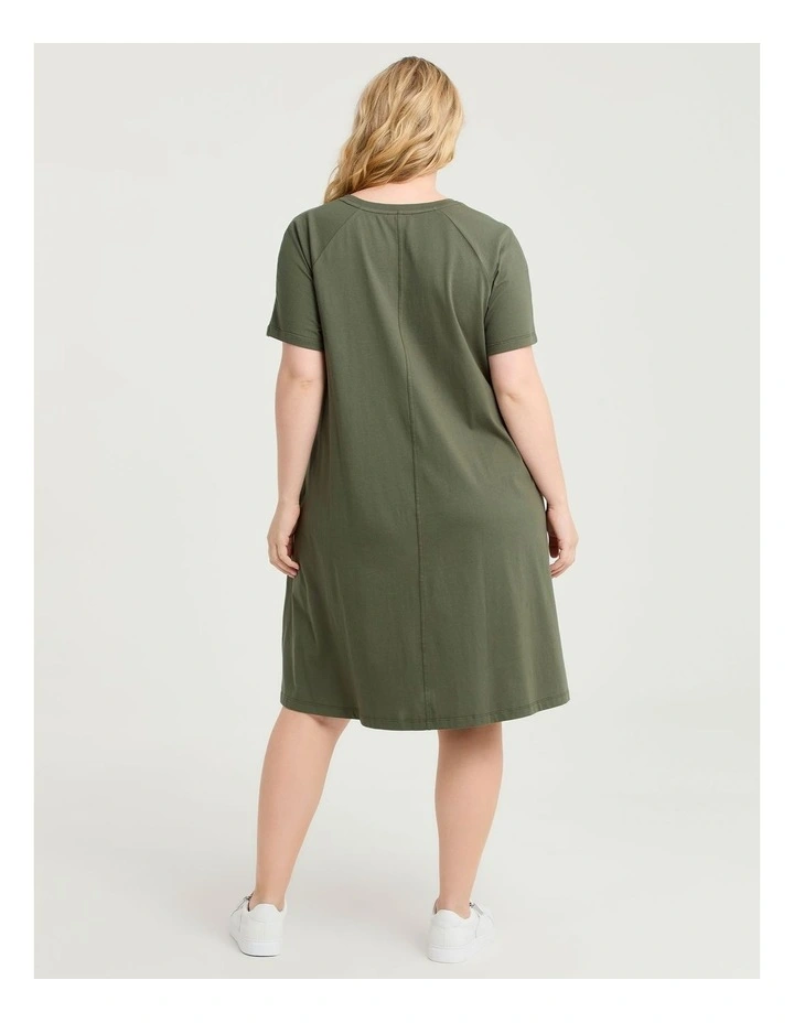 Cotton Seam Detail Dress Willow Green image 2