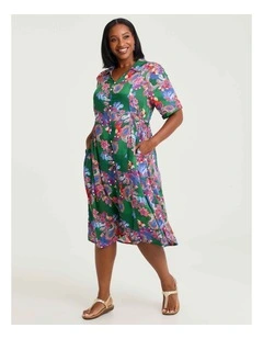 Natural Paisley Button Thru Dress Print
