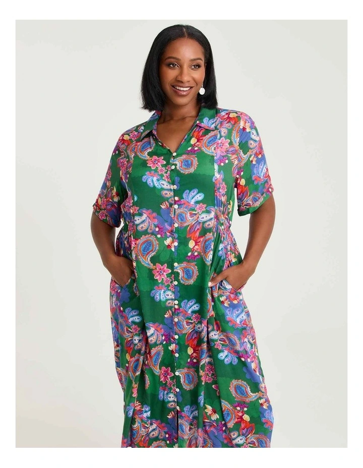 Natural Paisley Button Thru Dress Print image 3