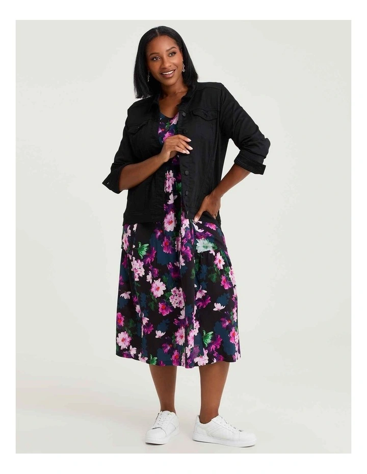 Natural Pocket Midi Dress Print image 4