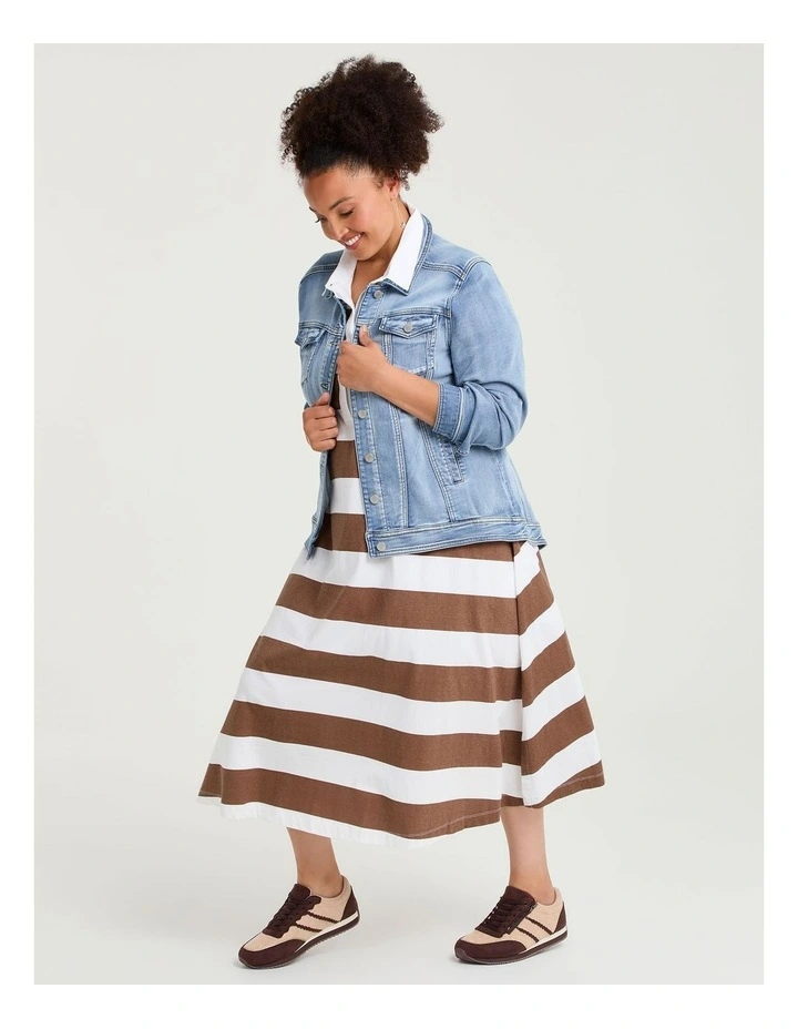 Cotton Maxi Polo Dress Cocoa/off White image 6