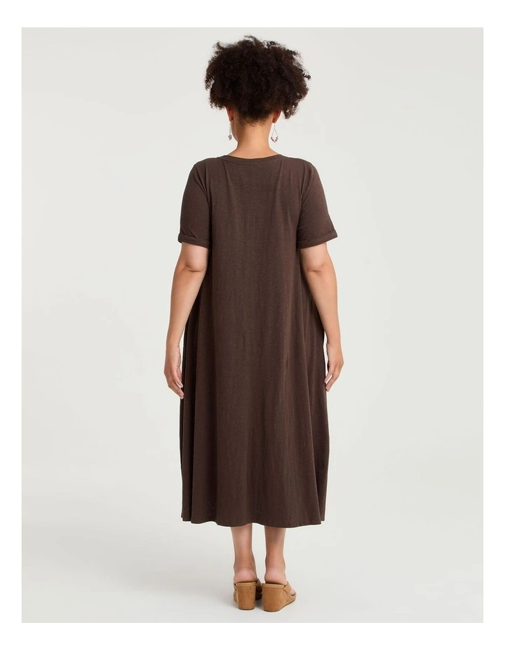 Cotton Seam Detail Swing Dress Dark Cocoa image 2