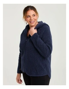 Teddy Hooded Jacket Mid Blue