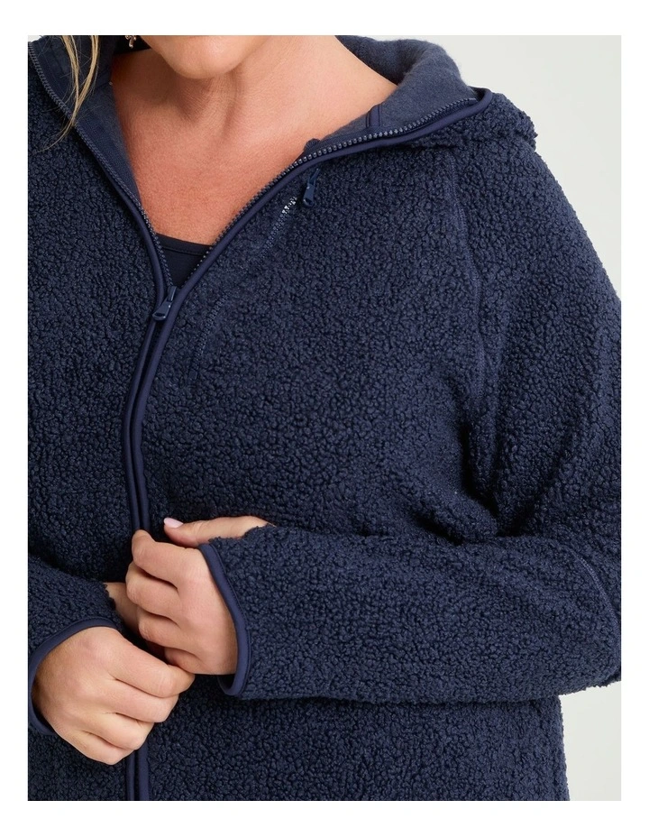 Teddy Hooded Jacket Mid Blue image 3