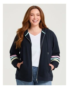 Cotton Zip Through Hoodie Navy
