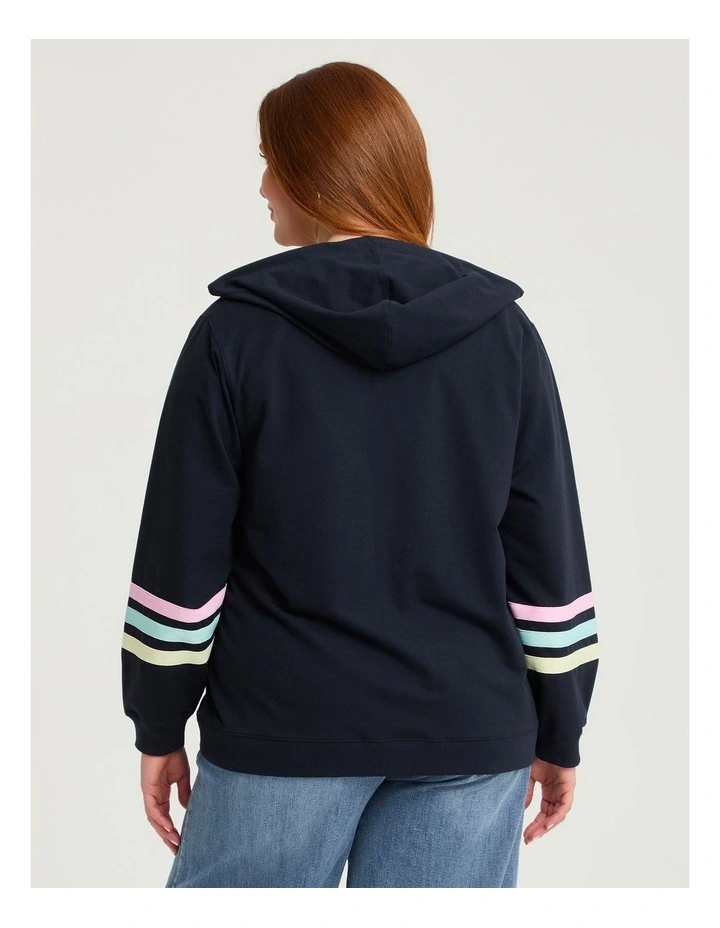 Cotton Zip Through Hoodie Navy image 2