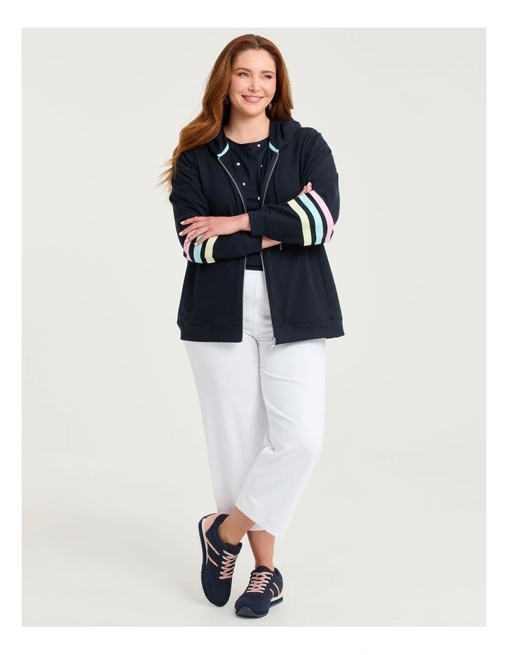 Cotton Zip Through Hoodie Navy image 4