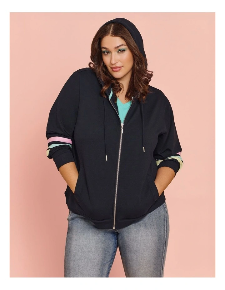 Cotton Zip Through Hoodie Navy image 5