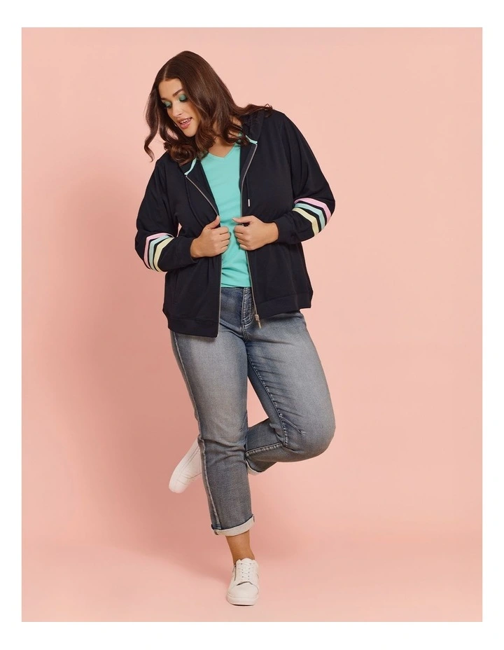 Cotton Zip Through Hoodie Navy image 6