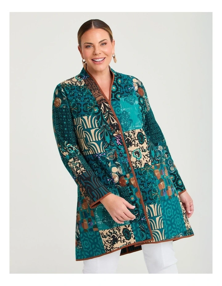 Reversible Quilt Natural Jacket Ocean/geo Print image 1