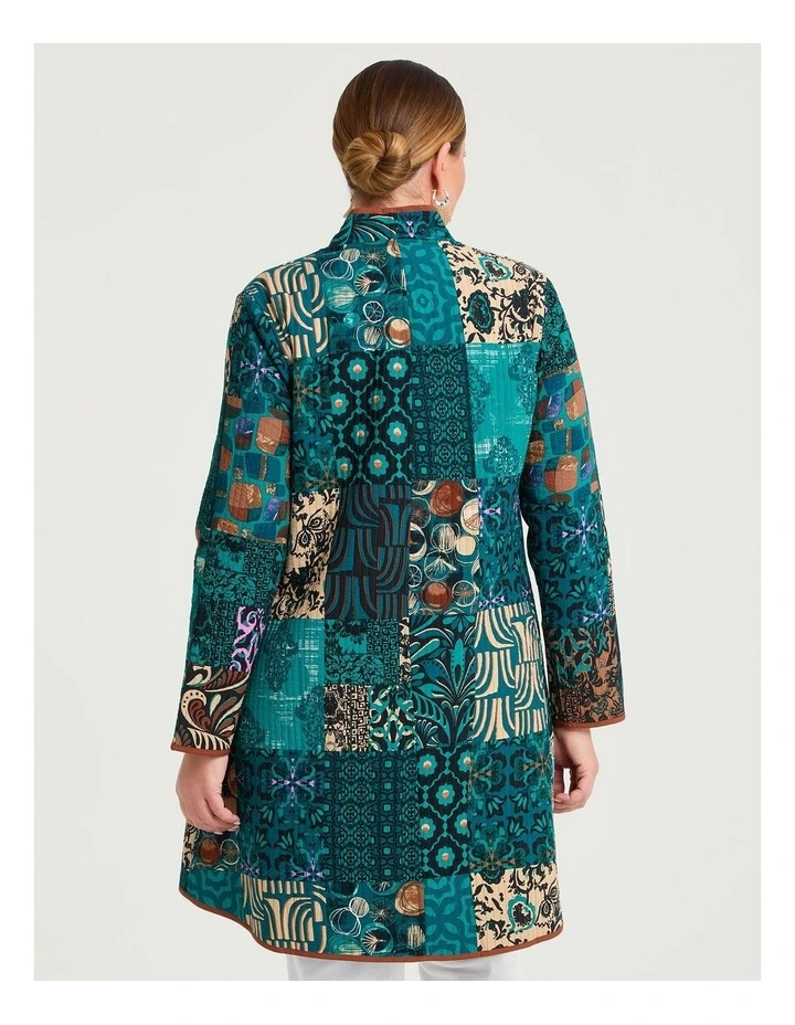 Reversible Quilt Natural Jacket Ocean/geo Print image 4