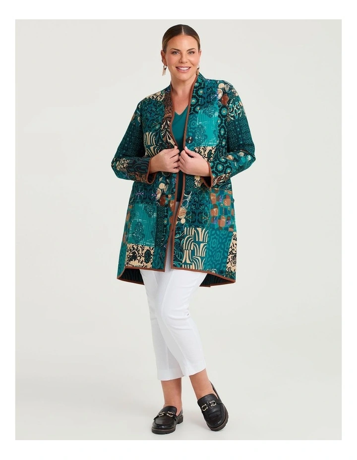 Reversible Quilt Natural Jacket Ocean/geo Print image 5