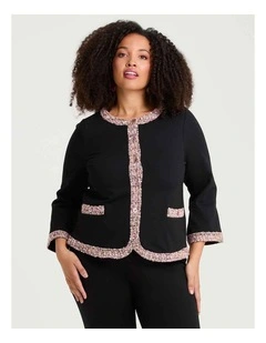 Coco Boucle & Bamboo Ponte Jacket Black