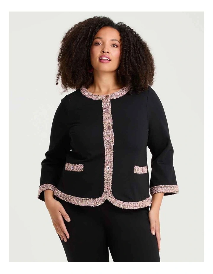 Coco Boucle & Bamboo Ponte Jacket Black image 1