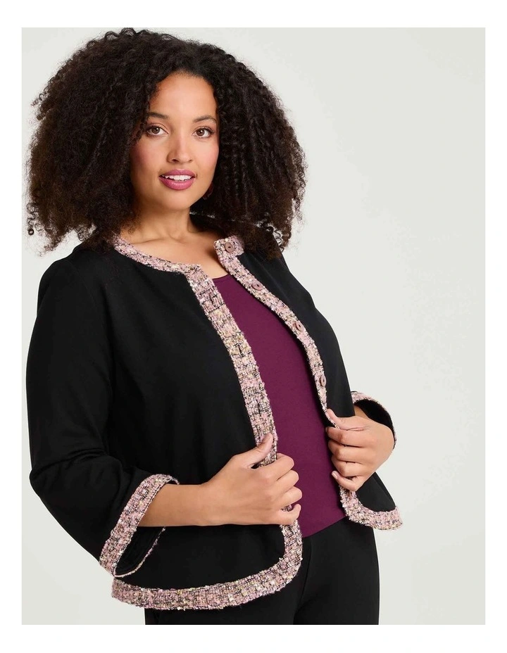 Coco Boucle & Bamboo Ponte Jacket Black image 3