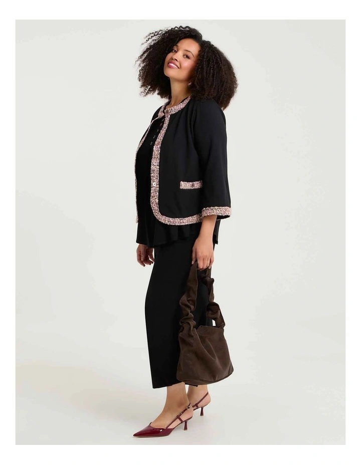Coco Boucle & Bamboo Ponte Jacket Black image 4