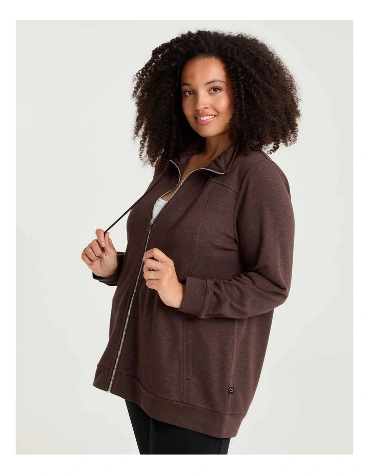 Funnel Neck Active Jacket Chocolate Fudge image 1