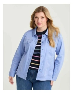 Coloured Curved Hem Denim Jacket Periwinkle