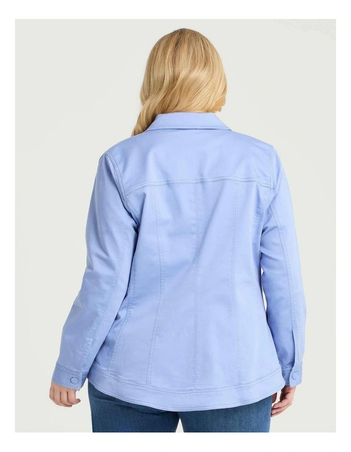 Coloured Curved Hem Denim Jacket Periwinkle image 2