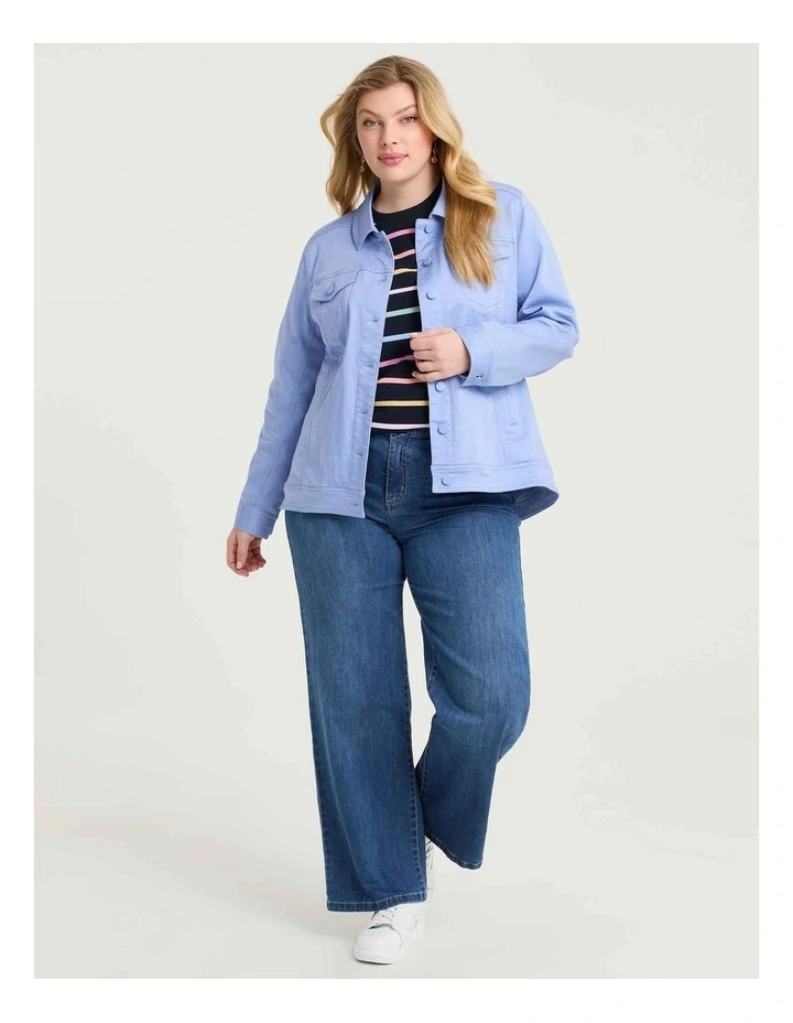 Coloured Curved Hem Denim Jacket Periwinkle image 4