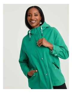 Hooded Stripe Lined Jacket Verdant Green